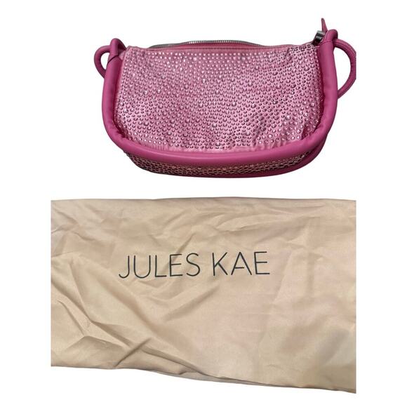 Jules Kaye Becca Pink Rhinestone Crystal Shoulder Bag Purse Vegan Dustbag NWT - Picture 4 of 9